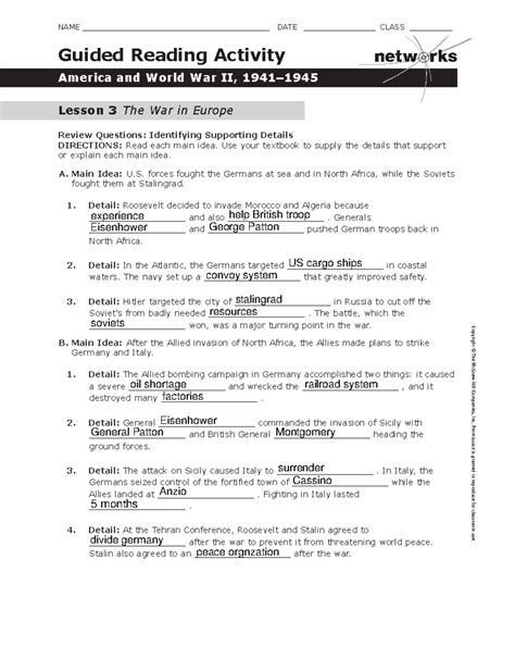 Read Guided Reading War In Europe Answer Key 
