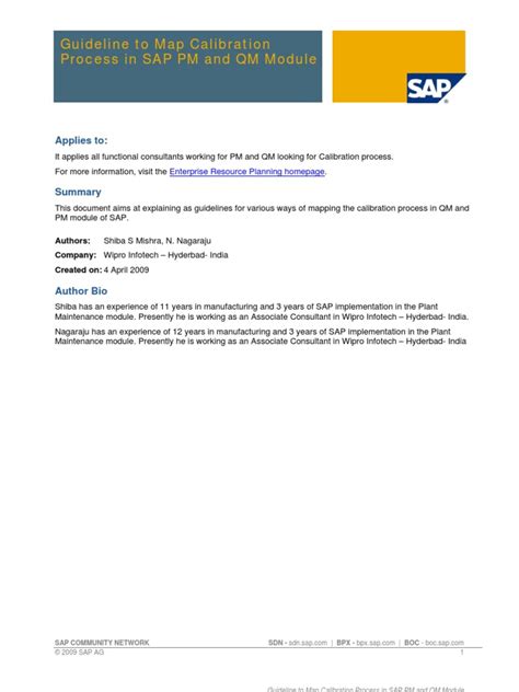Guideline To Map Calibration Process In Sap Pm And Qm Module