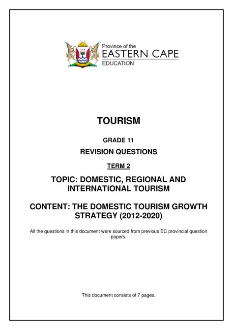 Full Download Guideline Tourism Grade 11 2014 