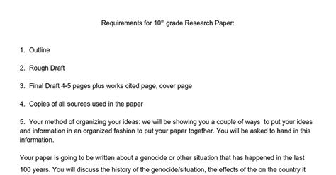 Read Online Guidelines For 10Th Grade Research Paper 