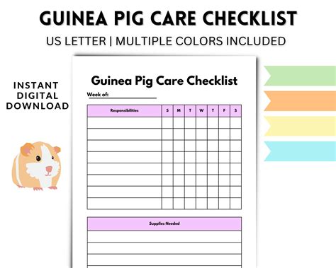 Guinea Pig Care Sheets Amp Meal Planners Printable Guinea Pig Worksheet - Guinea Pig Worksheet