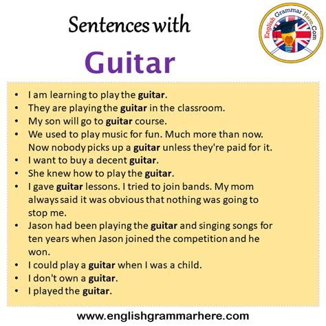 Guitar In A Sentence Esp Good Sentence Like 5 Sentences About Guitar - 5 Sentences About Guitar