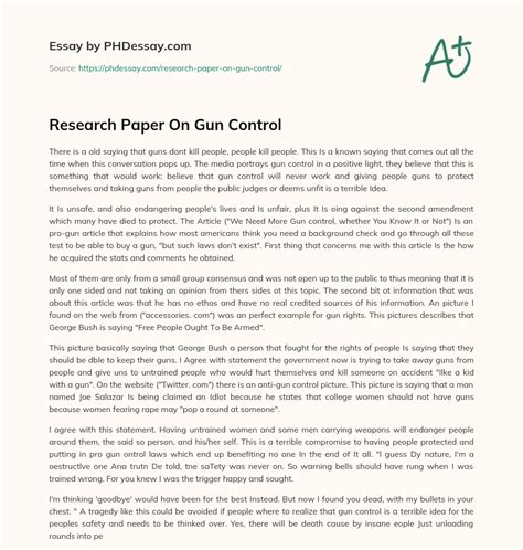Read Gun Control Research Paper Outline 