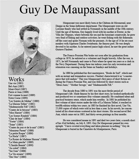 guy de maupassant biography short story summaries