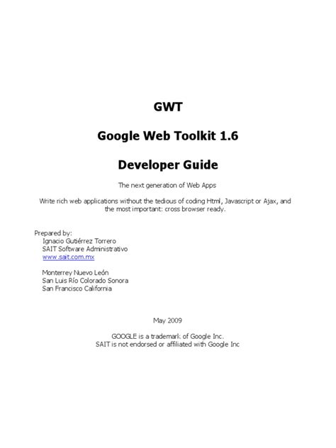 Full Download Gwt Developer Guide 