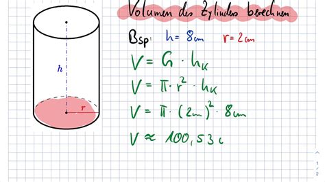 höhe berechnen zylinder volumen