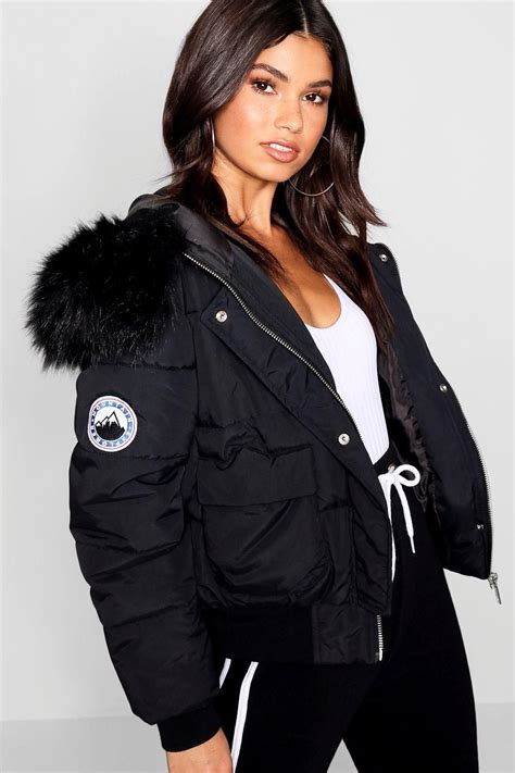 h m black jacket with fur kift