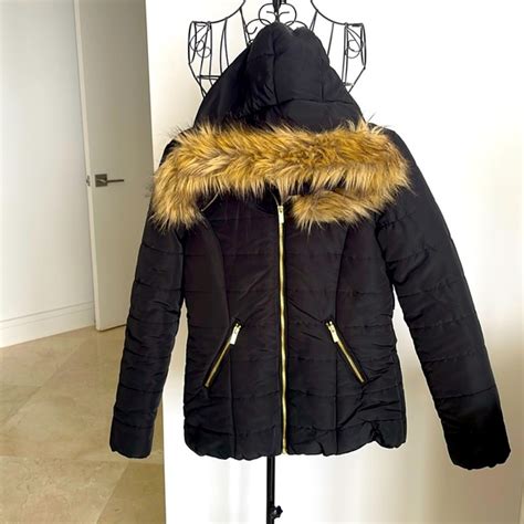 h m black jacket with fur lryk belgium