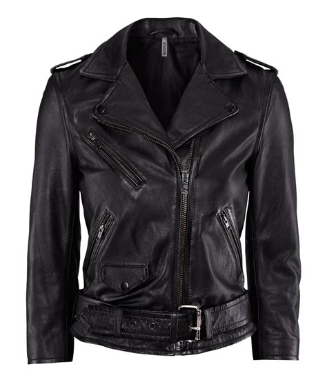 h m black leather jacket/