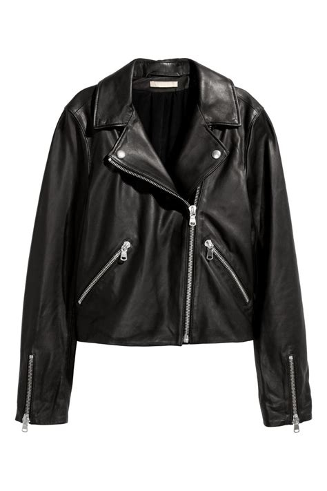 h m black leather jacket looc canada