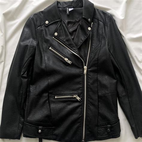 h m black leather jacket mpdu