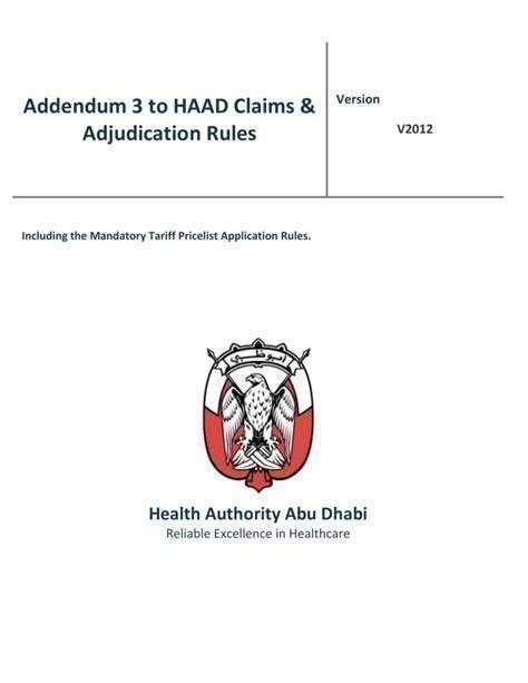 Read Online Haad Claims Adjudication Rules Shafafiya 