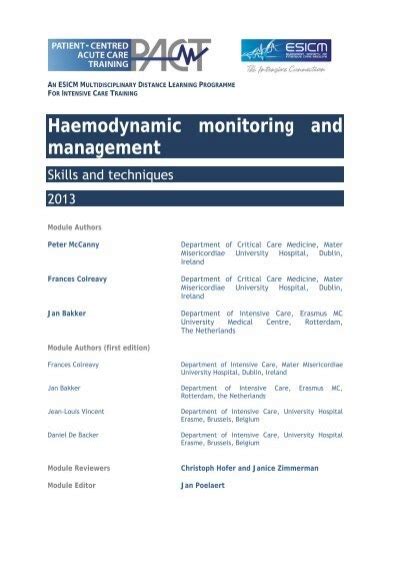 Read Haemodynamic Monitoring And Management Pact 