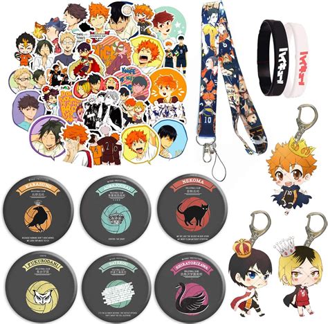 Anime Haikyuu Karasuno Nekoma Gift Set Included 1 Haikyuu Drawstring Bag  Backpack, 50 Haikyuu Laptop Stickers,1 Bracelet,1 Face Mask,1 Phone Holder,  4 Button Pins, 2 Keychain,1 Lanyard: Buy Online at Best Price