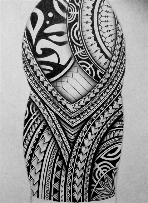 Half Sleeve Polynesian Tattoo Stencil