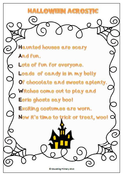 Halloween Acrostic Poems Mr Laneu0027s Class Acrostic Poem For Halloween - Acrostic Poem For Halloween