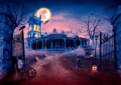 Halloween Background Card With Haunted House Free Printable Halloween Haunted House Printables - Halloween Haunted House Printables