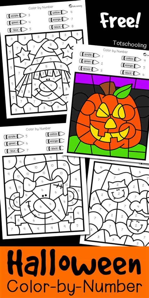 Halloween Color By Number Totschooling Toddler Preschool Color By Number Halloween Printables - Color By Number Halloween Printables