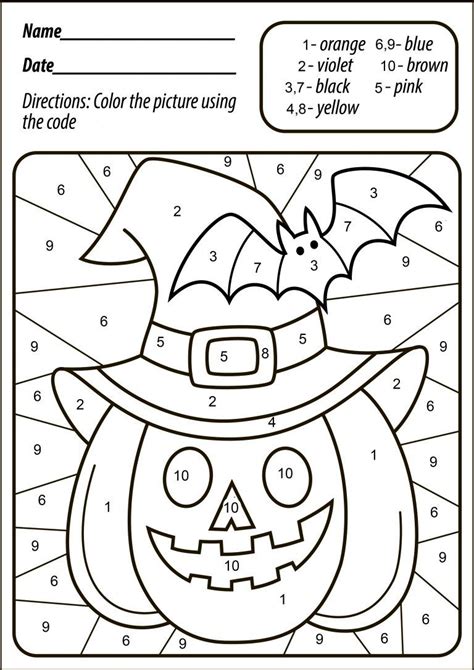 Halloween Coloring Page Color By Coding Left Brain Halloween Math Coloring Pages - Halloween Math Coloring Pages