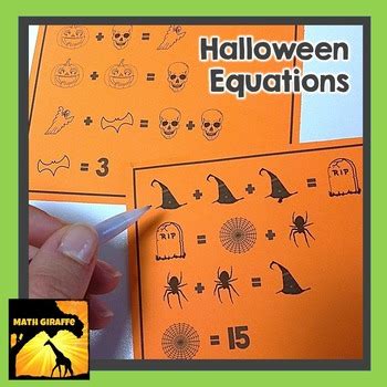 Halloween Equations Answer Sheet   Free Halloween Equations By Math Giraffe Tpt - Halloween Equations Answer Sheet