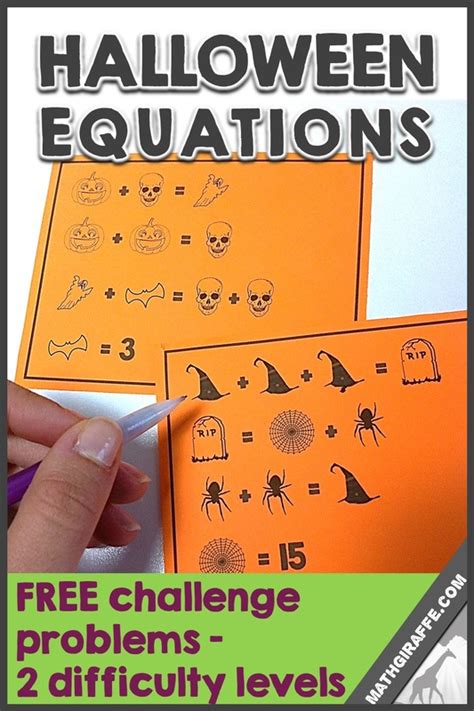 Halloween Equations Math Giraffe Halloween Equations Answer Sheet - Halloween Equations Answer Sheet