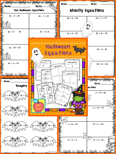 Halloween Equations Teaching Resources Halloween Equations Answer Sheet - Halloween Equations Answer Sheet