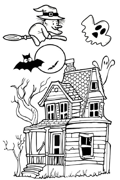 Halloween House Coloring Page   Halloween Haunted House Coloring Page Pdf Download Printable - Halloween House Coloring Page