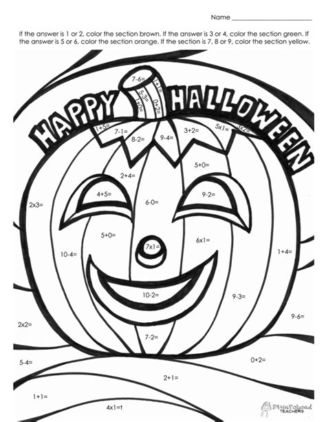 Halloween Math Fact Coloring Page Squarehead Teachers Halloween Math Coloring Page - Halloween Math Coloring Page