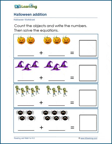 Halloween Math K5 Learning Halloween Kindergarten Math Worksheet - Halloween Kindergarten Math Worksheet
