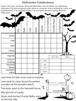 Halloween Math Logic Puzzles Teaching Resources Tpt Halloween Logic Puzzle Printable - Halloween Logic Puzzle Printable