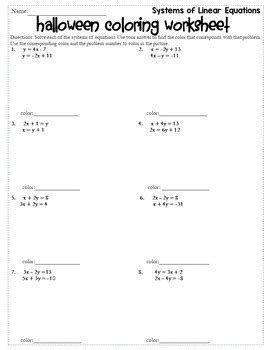 Halloween Systems Of Equations Worksheets Amp Teaching Resources Halloween Equations Answer Sheet - Halloween Equations Answer Sheet
