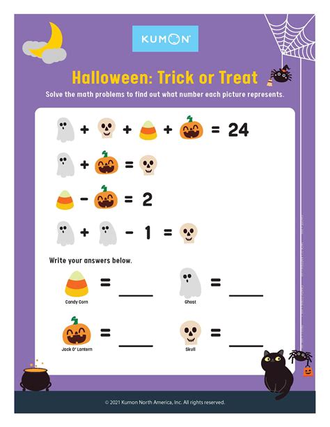 Halloween Trick Or Treat Activity Sheet Student Resources Halloween Equations Answer Sheet - Halloween Equations Answer Sheet