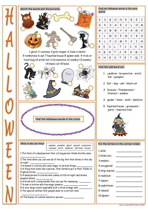 Halloween Vocabulary Exercises Gener English Esl Worksheets Pdf Halloween Vocabulary Worksheet - Halloween Vocabulary Worksheet