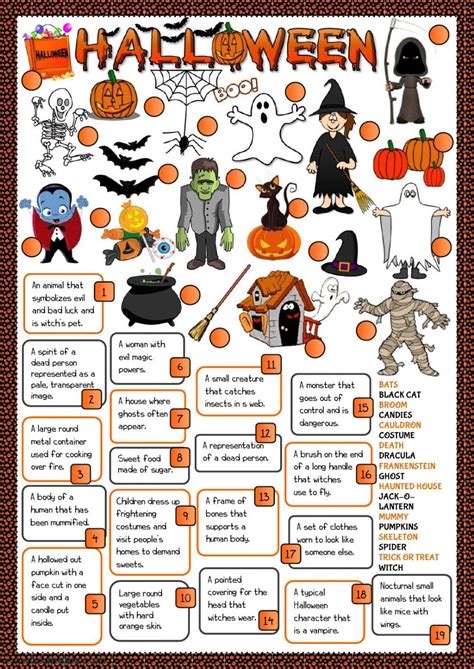 Halloween Vocabulary For Kids Learning English Printable Resources Halloween Vocabulary Worksheet - Halloween Vocabulary Worksheet