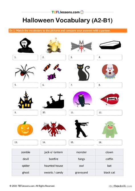 Halloween Vocabulary General Vocabul English Esl Worksheets Pdf Halloween Vocabulary Worksheet - Halloween Vocabulary Worksheet