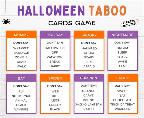 Read Online Halloween Taboo Cards Esl Games 