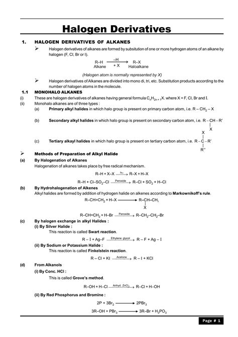 Halogen Derivatives Class 12 Exercise