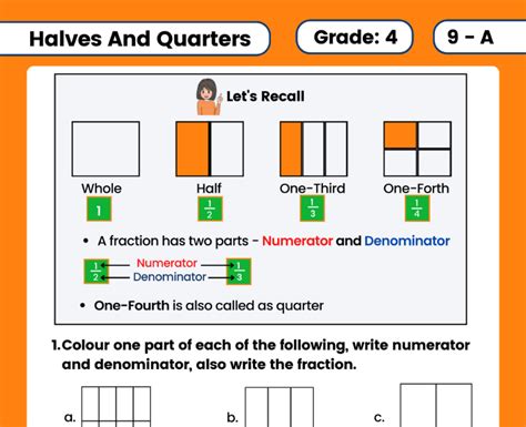 Halves And Quarters Class 4 Worksheets