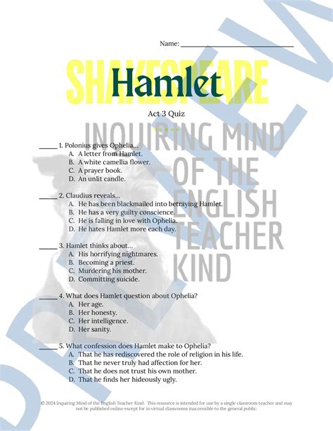 Hamlet Act 3 Quiz