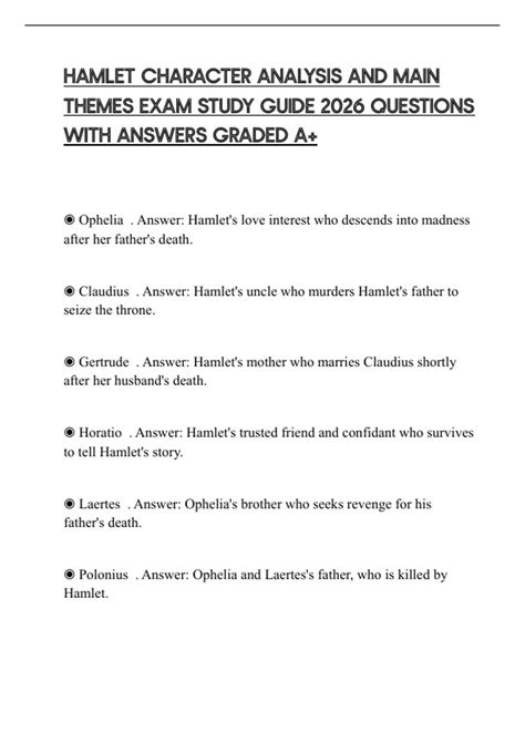 Hamlet Study Answers