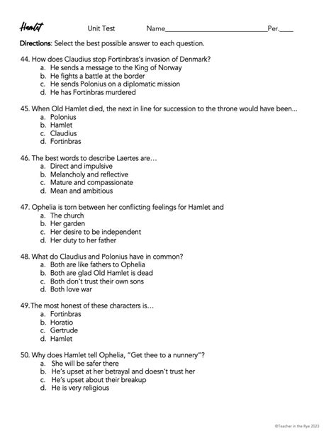 Download Hamlet Objective Test Answer Key 