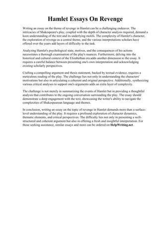 Read Hamlet Research Paper Example 