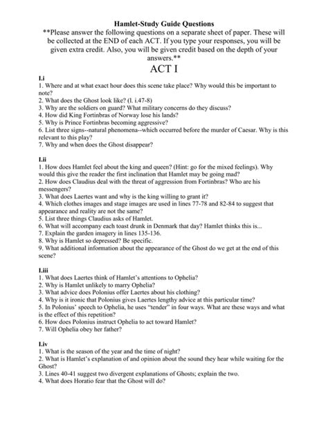 Download Hamlet Study Guide Questions 