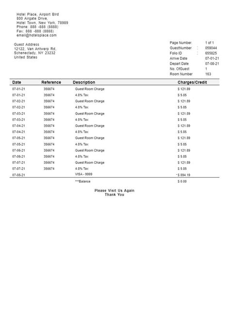 Hampton Inn Receipts