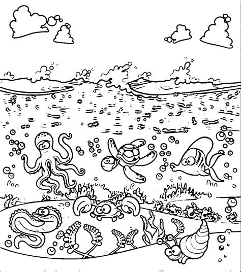 Hand Drawn Underwater Scenery Coloring Book Illustration Scenery Outlines For Colouring - Scenery Outlines For Colouring