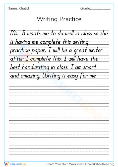 Hand Writing Practice Sentences