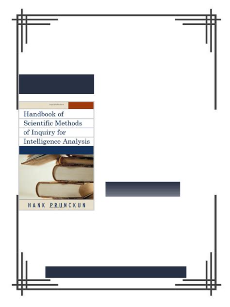 Handbook Of Scientific Methods Of Inquiry For Intelligence Analysis Security And Professional Intelligence Education Series
