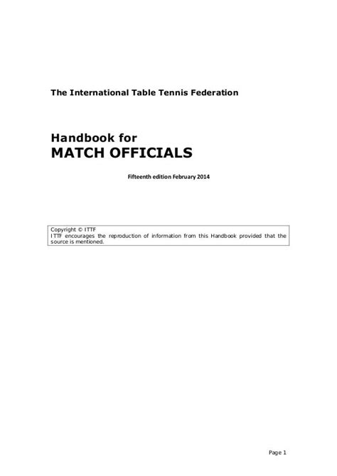 Full Download Handbook For Match Officials 2014 Ittf 