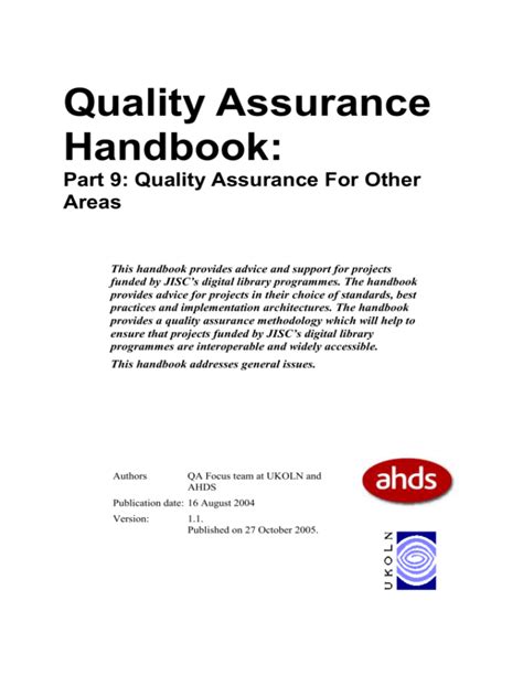 Read Handbook For Total Quality Assurance 