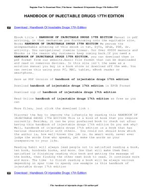 Download Handbook Of Injectable Drugs 17Th Edition File Type Pdf 